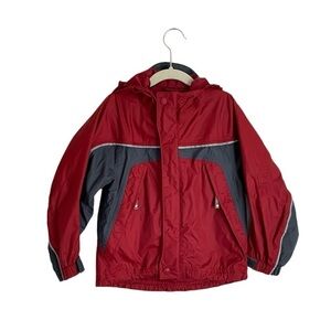 REI Elements Youth Windbreaker Jacket XS 4-5 Red Grey